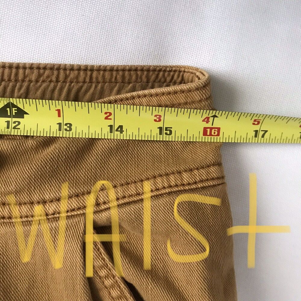 Free People Yellow Pleated Cotton Cropped Denim Casual Pants NWOT 12 - Picture 6 of 10